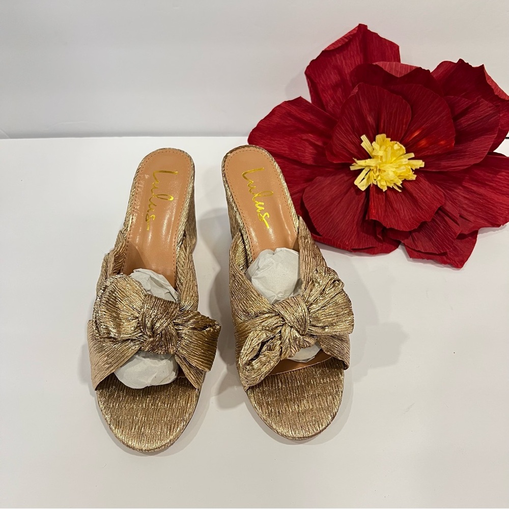 Lulus Dorthea Rose Gold Knotted High Block Heel Sandals - New In Box - Reemoly - Picture 6 of 12